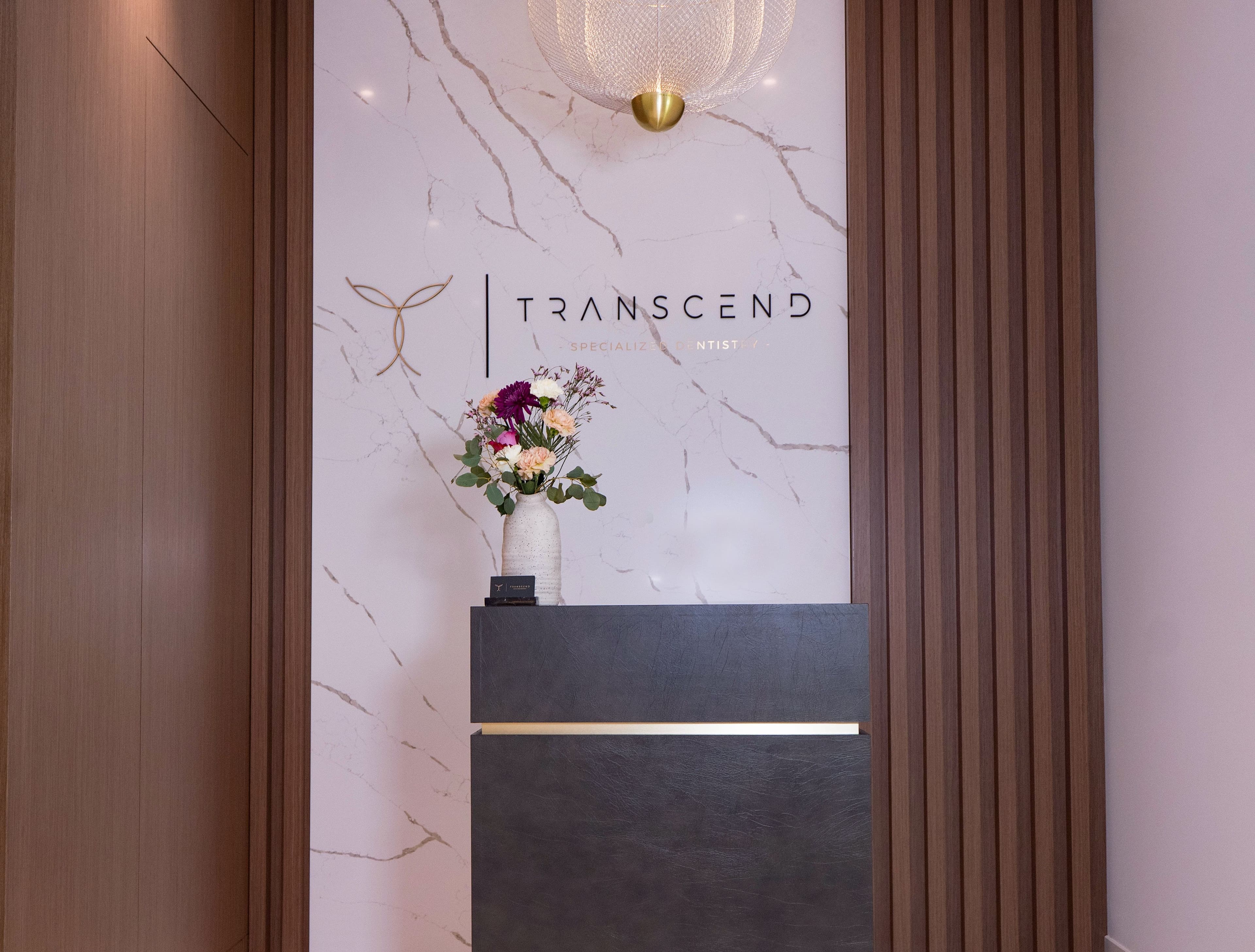 Transcend Specialized Dentistry reception desk in Vancouver — luxury cosmetic dental clinic